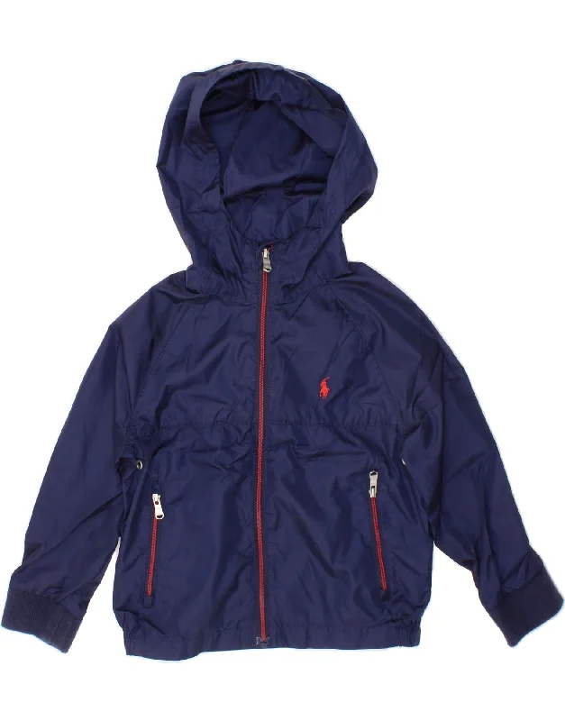 POLO RALPH LAUREN Baby Girls Hooded Rain Jacket 18-24 Months Navy Blue