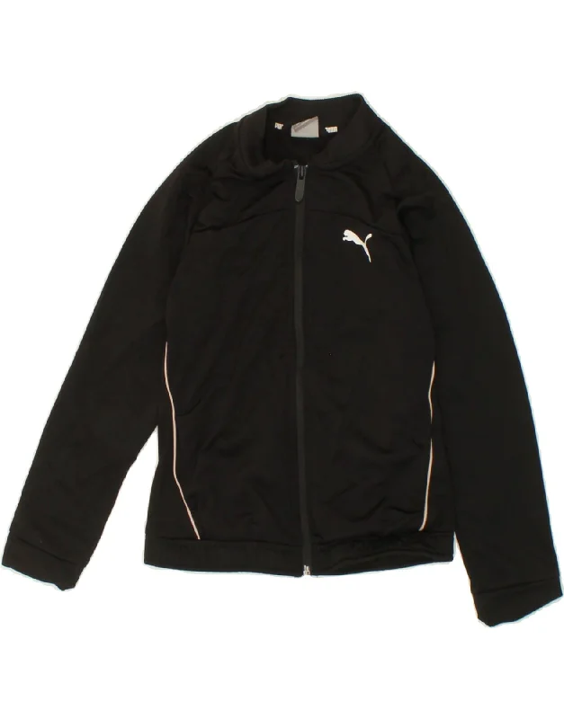 PUMA Girls Tracksuit Top Jacket 7-8 Years Black Polyester