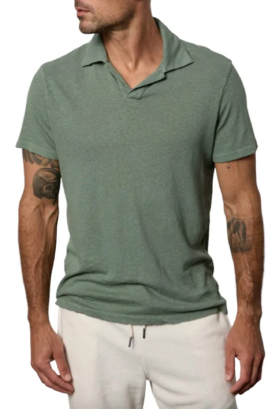 Short Sleeved Beck Terry Polo In Green