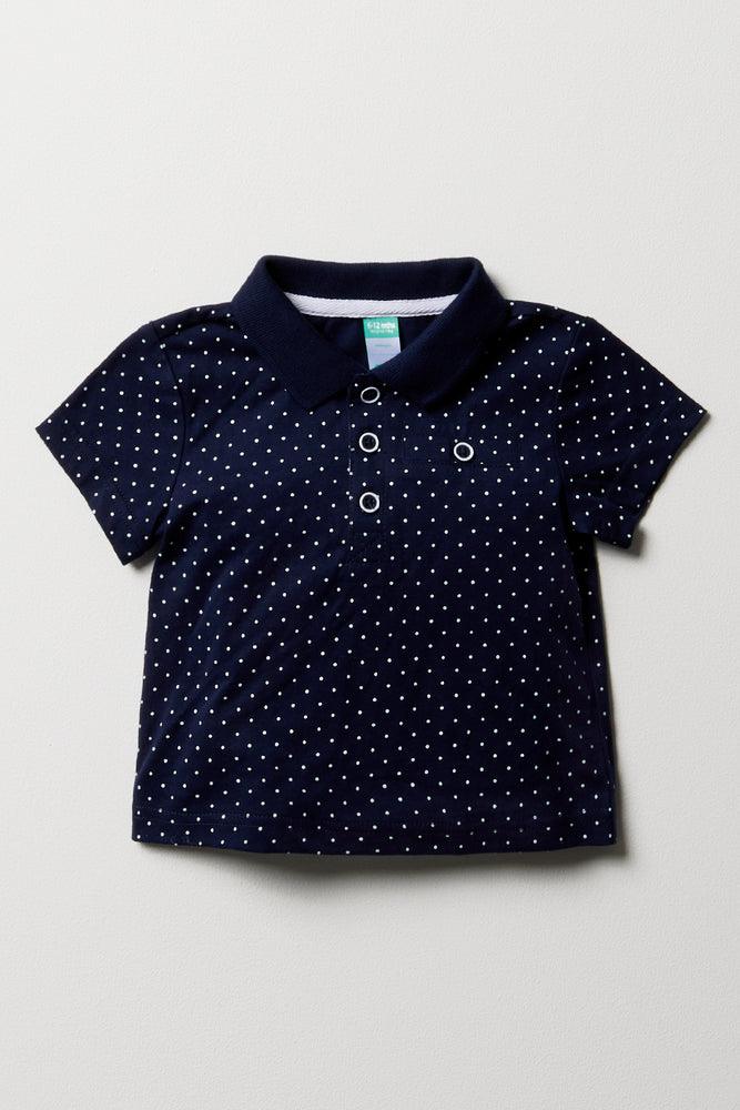 Spot Short Sleeve Golfer Navy