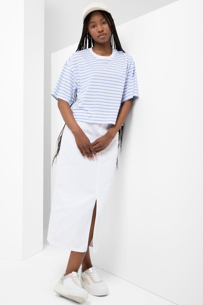 Stripe Boxy Short Sleeve T-Shirt Blue