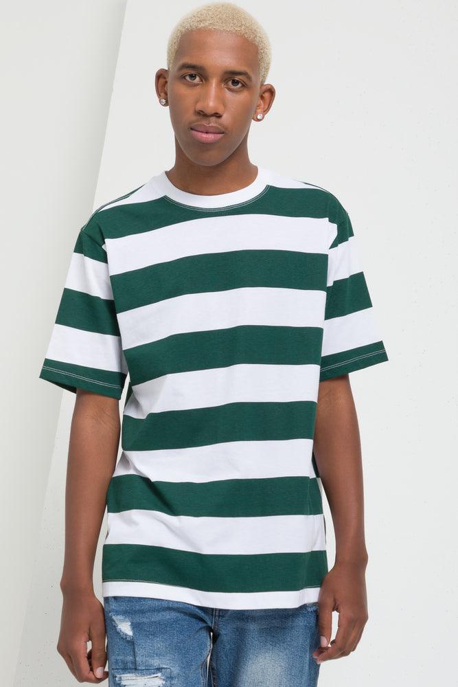 Stripe Short Sleeve T-Shirt Green & White