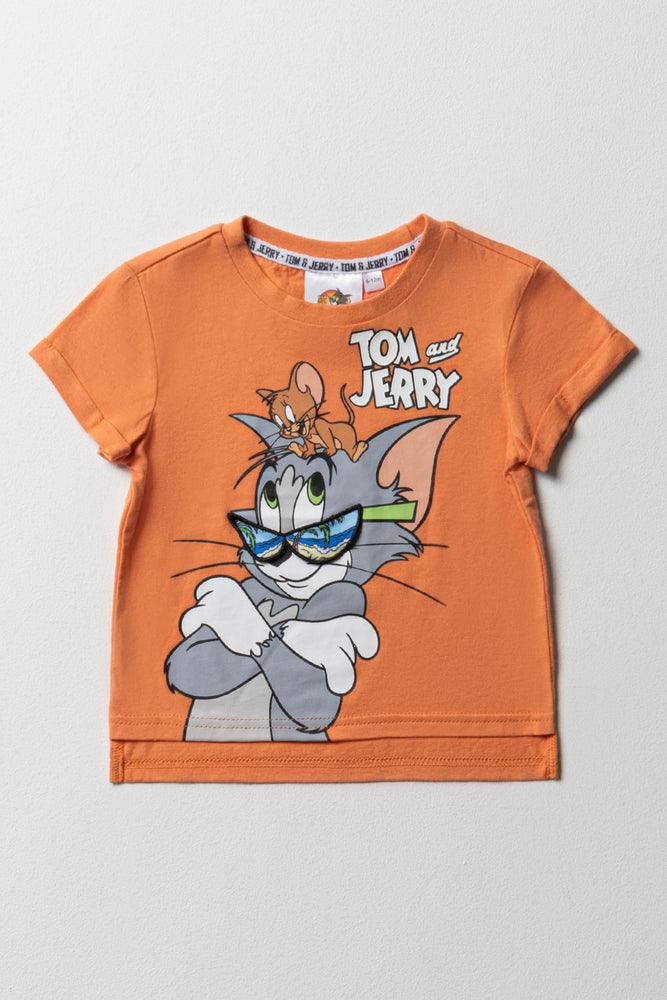 Tom & Jerry Short Sleeve T-Shirt Orange