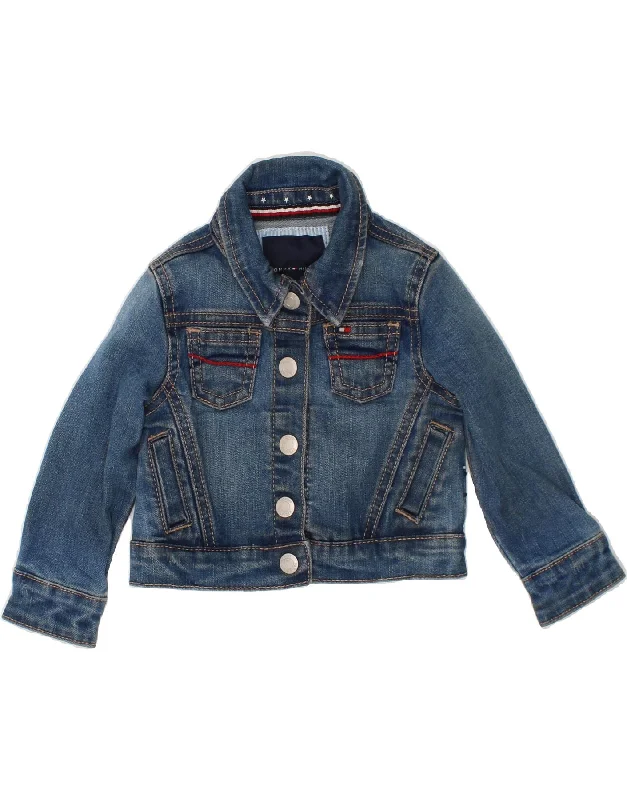 TOMMY HILFIGER Baby Girls Denim Jacket 9-12 Months Blue Cotton