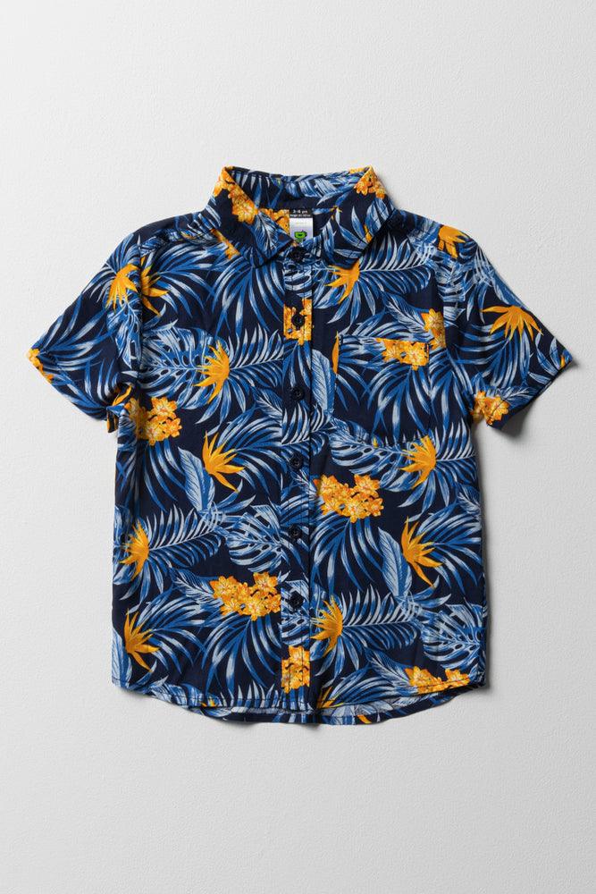 Tropical Short Sleeve Shirt Navy