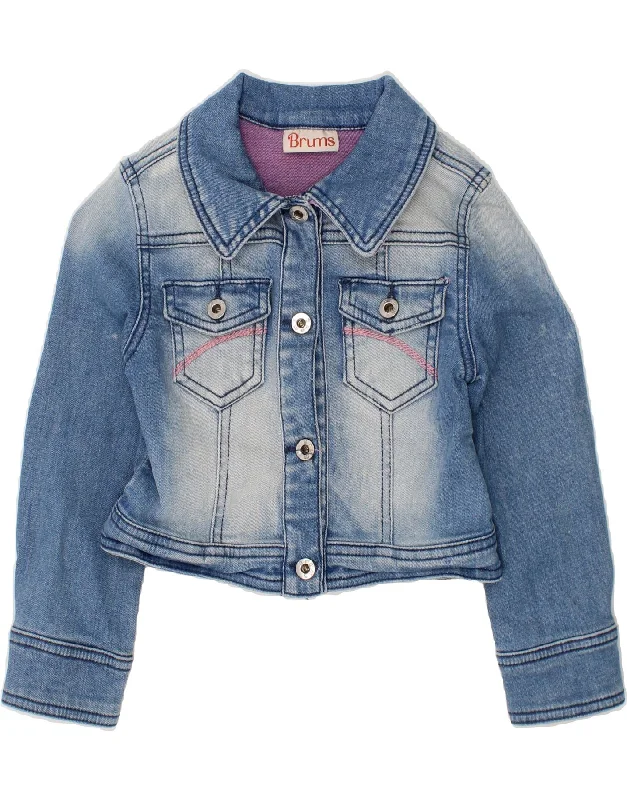 VINTAGE Girls Crop Denim Jacket 3-4 Years Blue Cotton