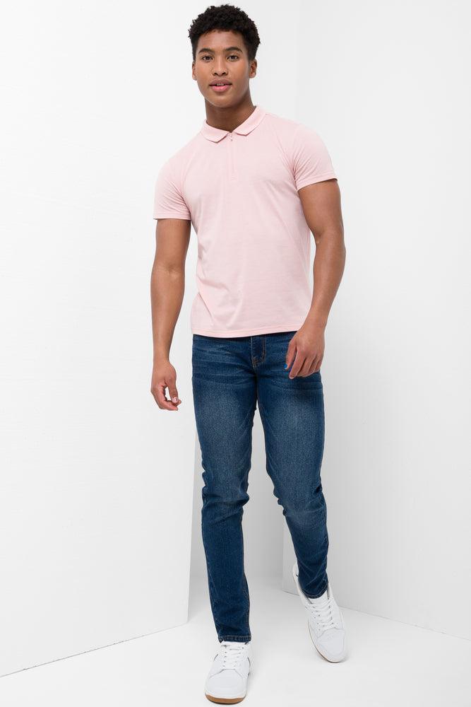 Zip Short Sleeve Golfer Pink