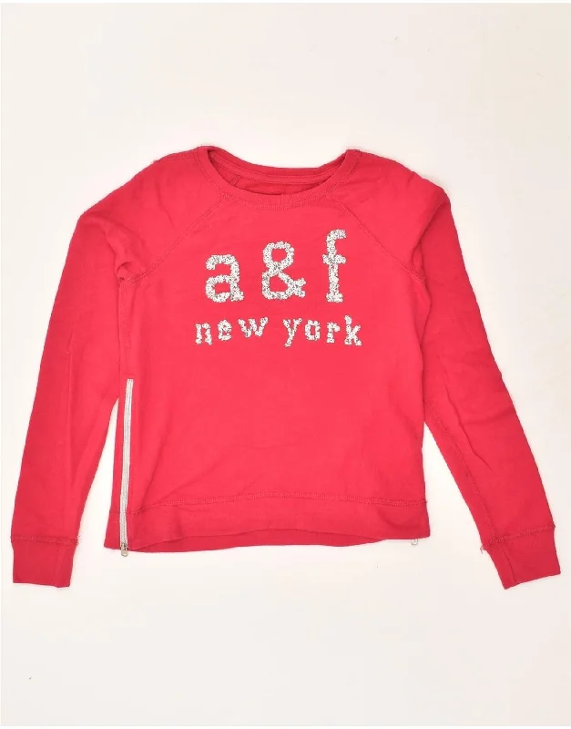 ABERCROMBIE & FITCH Girls Sweatshirt Jumper 12-13 Years Large Red Cotton