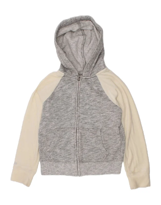 ABERCROMBIE & FITCH Girls Zip Hoodie Sweater 5-6 Years Grey Colourblock