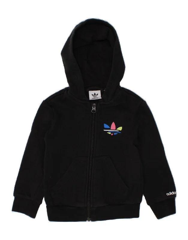 ADIDAS Baby Girls Graphic Zip Hoodie Sweater 9-12 Months Black