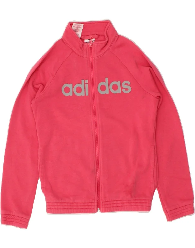 ADIDAS Girls Graphic Tracksuit Top Jacket 9-10 Years Pink