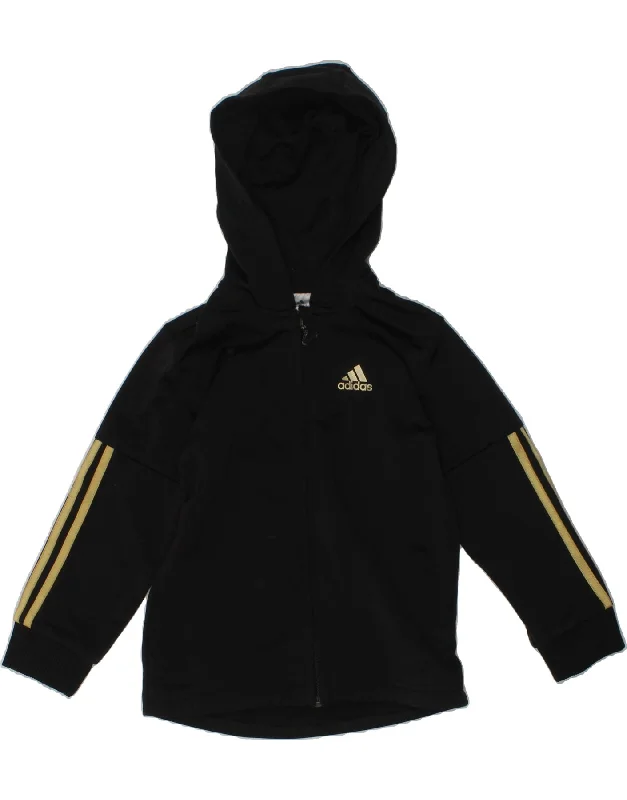 ADIDAS Girls Zip Hoodie Sweater 2-3 Years Black Polyester