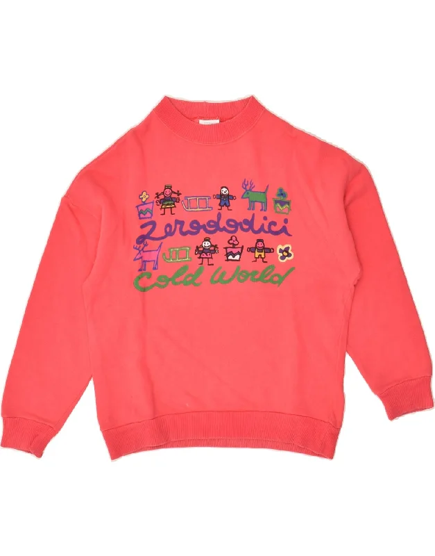 BENETTON Girls Graphic Sweatshirt Jumper 11-12 Years Medium Pink Cotton