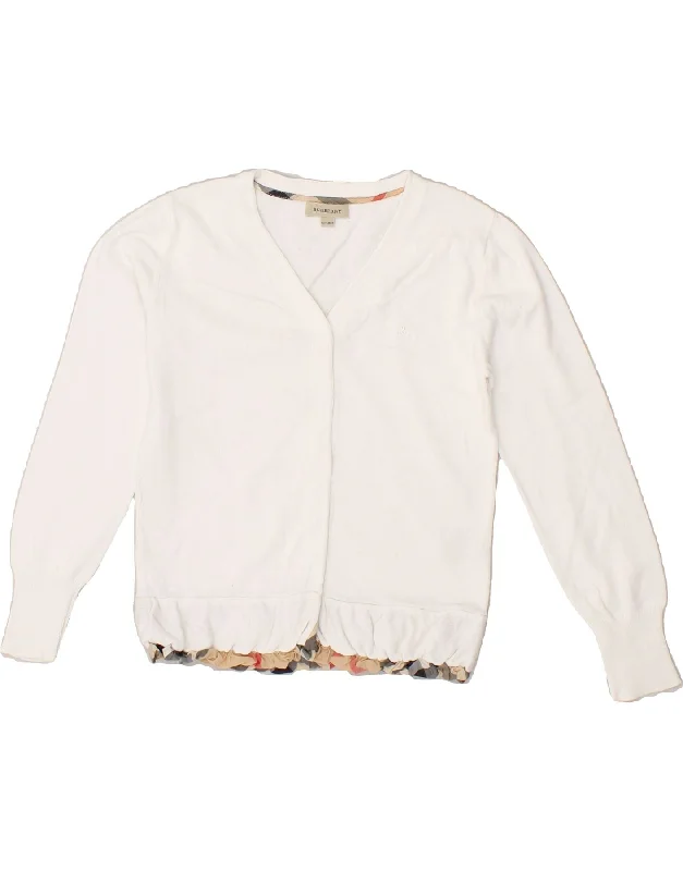 BURBERRY Girls Cardigan Sweater 9-10 Years White