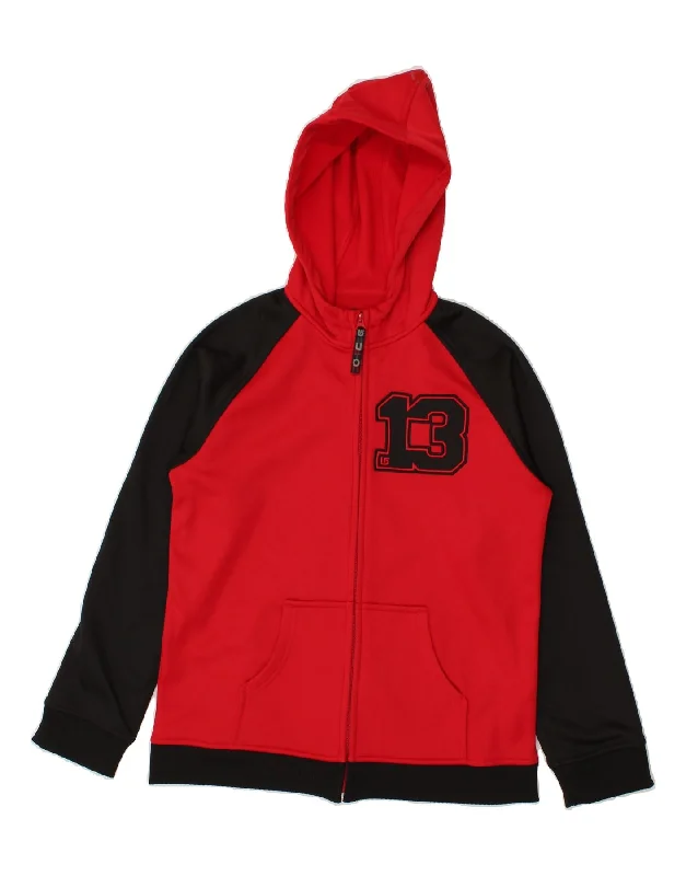 BURTON Girls Graphic Zip Hoodie Sweater 14-15 Years Large Red Colourblock