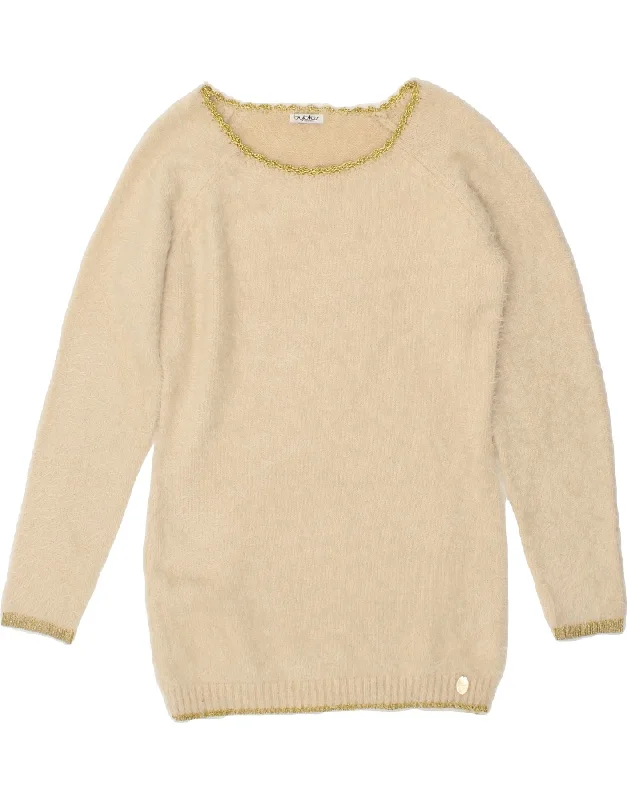 BYBLOS Girls Boat Neck Jumper Sweater 15-16 Years Off White Viscose