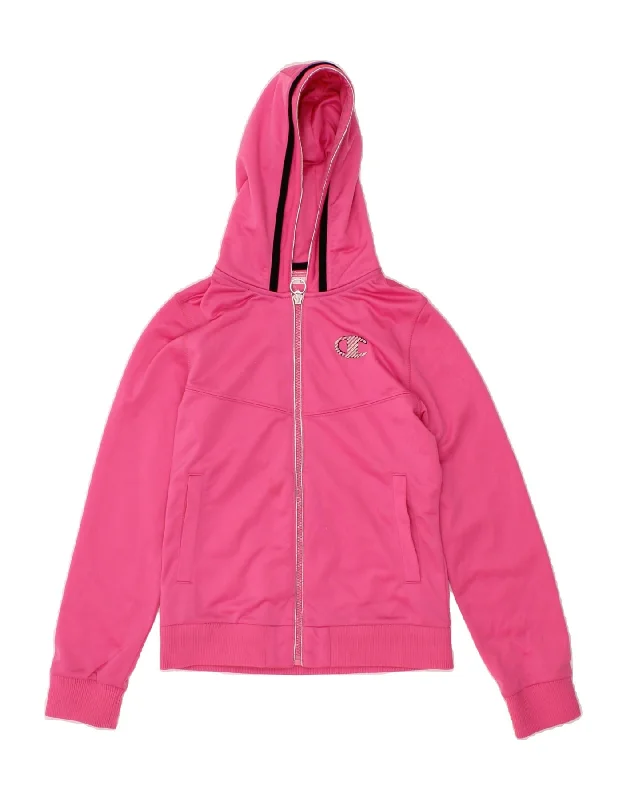 CHAMPION Girls Zip Hoodie Sweater 11-12 Years Large Pink Polyester