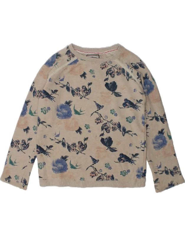 FAT FACE Girls Graphic Sweatshirt Jumper 8-9 Years Grey Floral Cotton