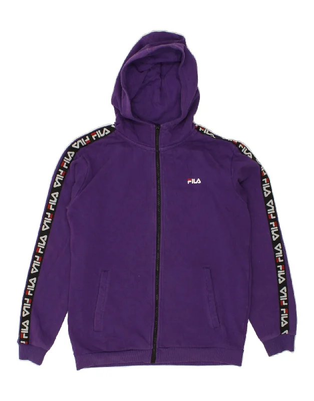 FILA Girls Graphic Zip Hoodie Sweater 13-14 Years Purple Colourblock