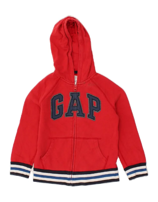 GAP Girls Graphic Zip Hoodie Sweater 6-7 Years Red Cotton