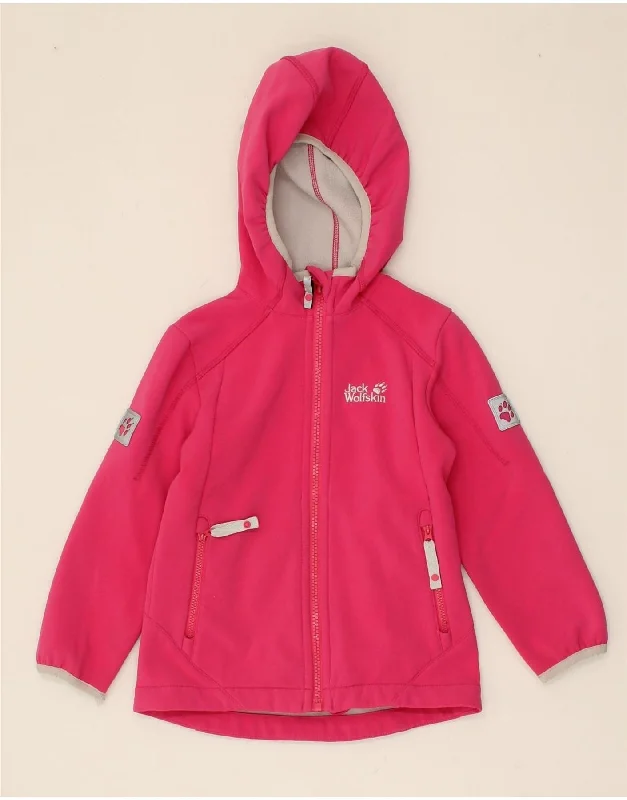 JACK WOLFSKIN Girls Zip Hoodie Sweater 3-4 Years Pink Polyester