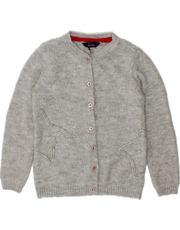 JOULES Girls Cardigan Sweater 3-4 Years Grey Acrylic