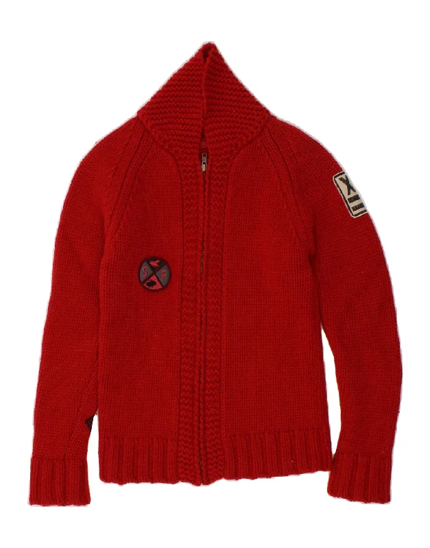 LEVI'S Girls Graphic Cardigan Sweater 6-7 Years Small Red Wool