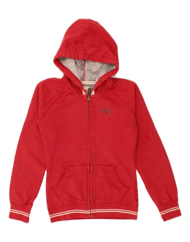 LEVI'S Girls Graphic Zip Hoodie Sweater 9-10 Years Red Cotton