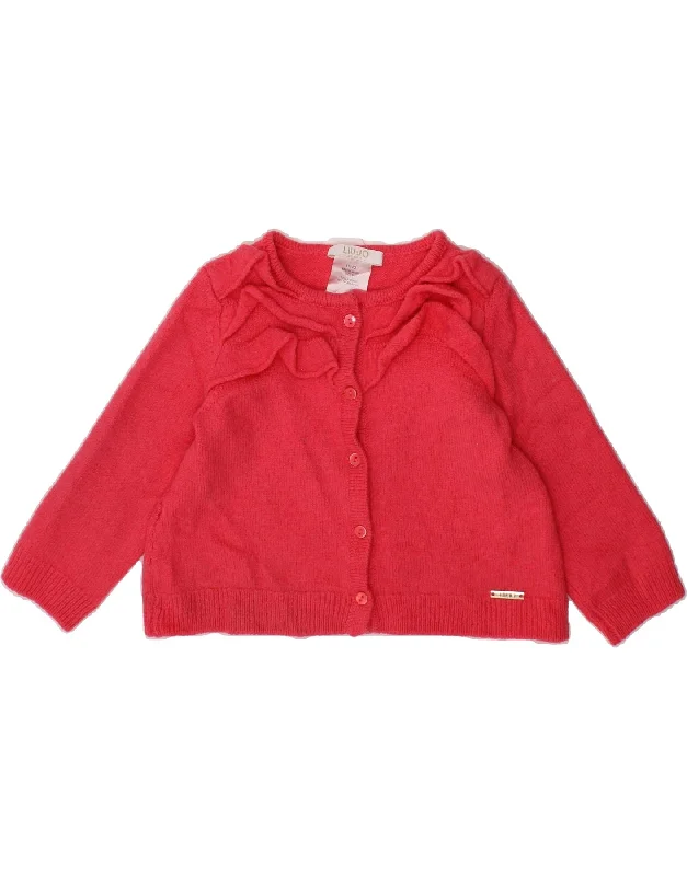 LIU JO Baby Girls Cardigan Sweater 18-24 Months Pink Wool