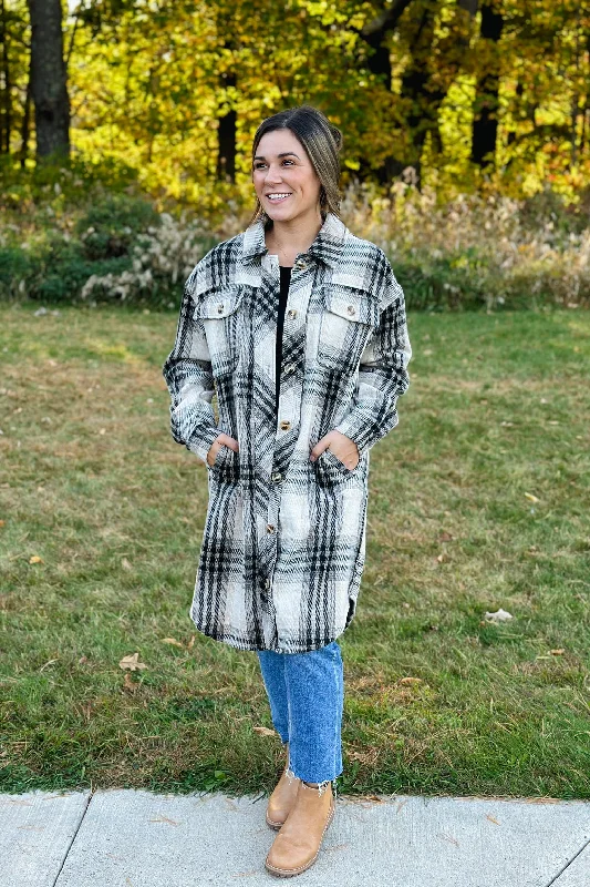 Long Black Plaid Jacket