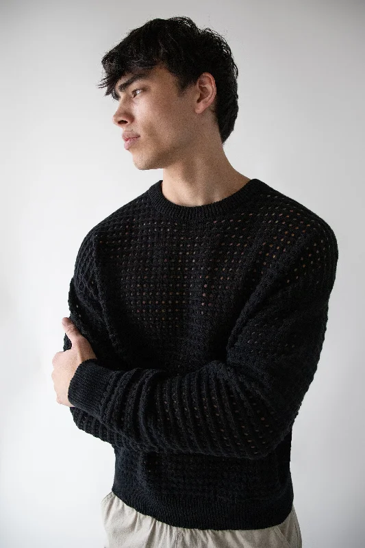 CREWNECK OPEN KNIT SWEATER