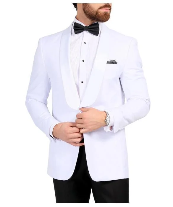 Men's White Slim Fit Shawl Lapel Tuxedo Dinner Jacket