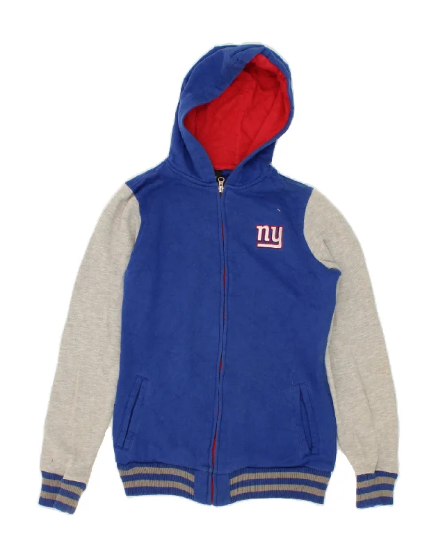 NFL Girls Graphic Zip Hoodie Sweater 10-11 Years Medium Blue Colourblock