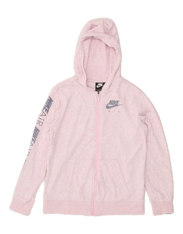 NIKE Girls Graphic Zip Hoodie Sweater 12-13 Years Large  Pink