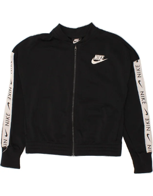 NIKE Girls Standard Tracksuit Top Jacket 12-13 Years Large Black