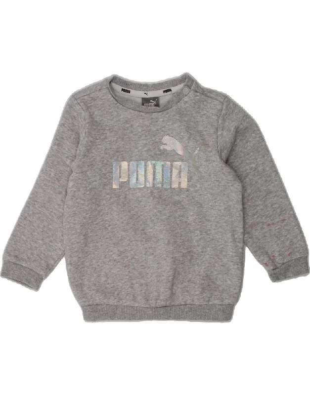 PUMA Baby Girls Graphic Sweatshirt Jumper 9-12 Months Grey Cotton