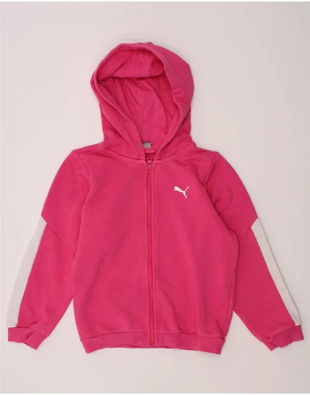 PUMA Girls Zip Hoodie Sweater 3-4 Years Pink Colourblock