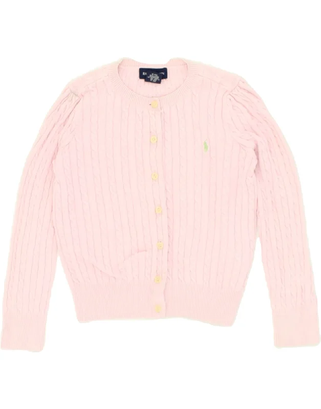 RALPH LAUREN Girls Cardigan Sweater 4-5 Years Pink Cotton