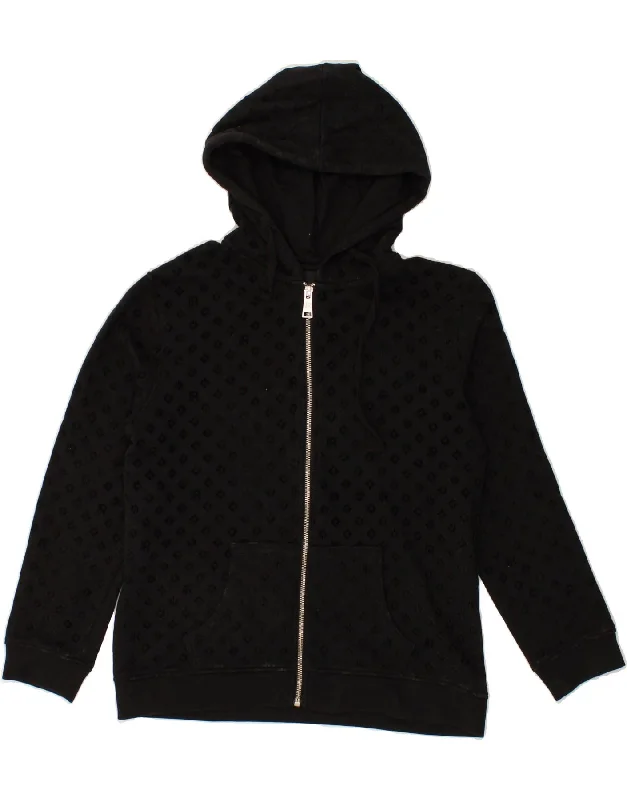 RICHMOND Girls Zip Hoodie Sweater 15-16 Years Black Spotted Cotton