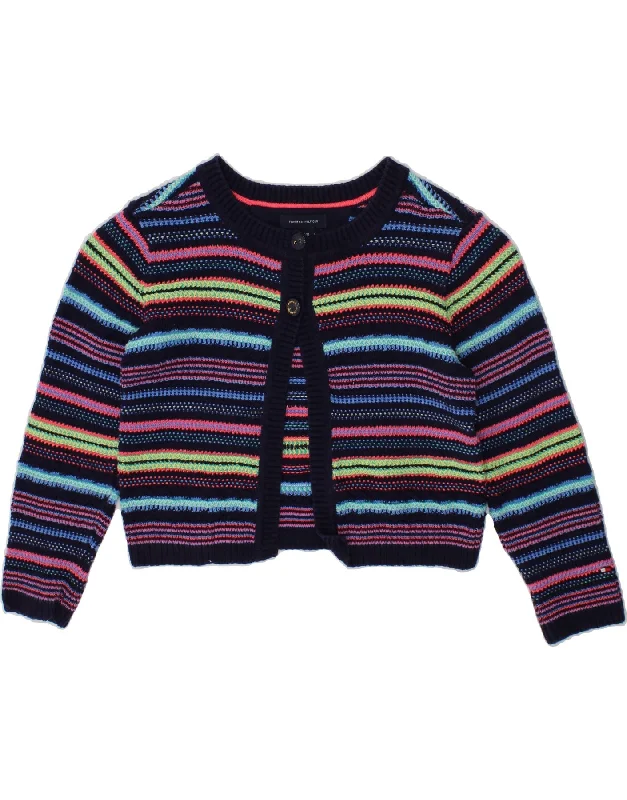 TOMMY HILFIGER Girls Cardigan Sweater 2-3 Years Multicoloured Striped