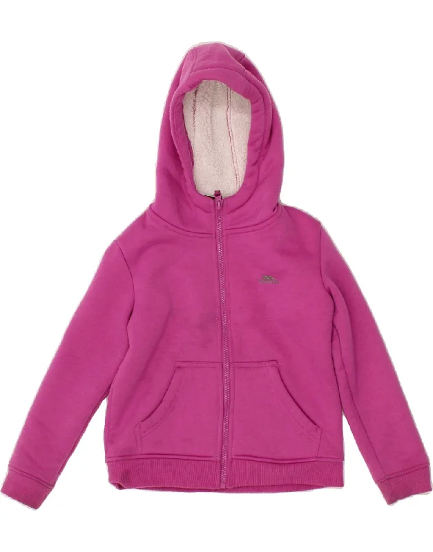 TRESPASS Girls Zip Hoodie Sweater 5-6 Years Pink Polyester