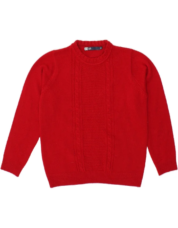 VINTAGE Girls Crew Neck Jumper Sweater 10-11 Years Small Red Acrylic