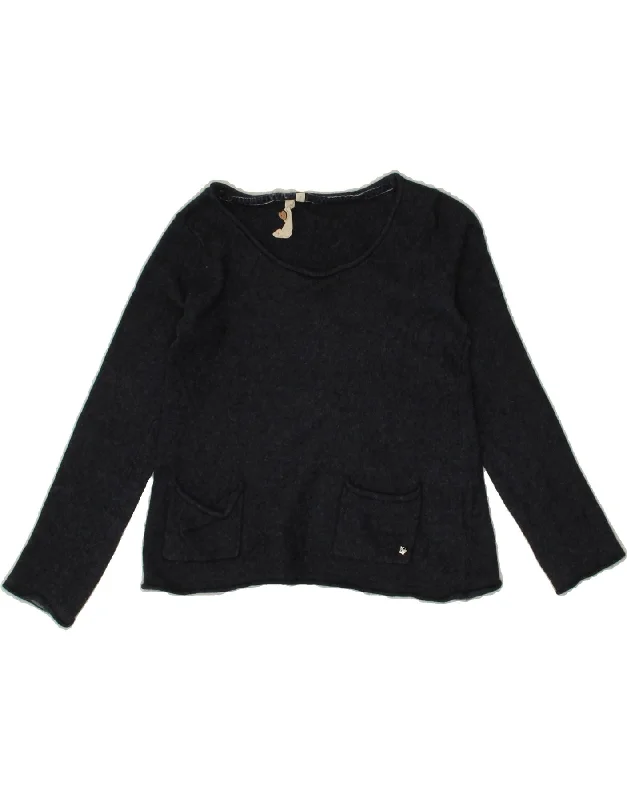 WHITE STUFF Girls Boat Neck Jumper Sweater 7-8 Years Navy Blue