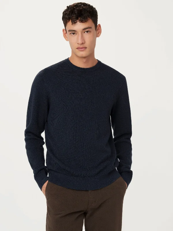 The Waffle Crewneck Sweater in Midnight Blue