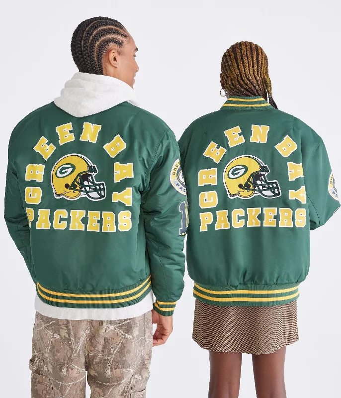 Aeropostale Green Bay Packers Helmet Bomber Jacket