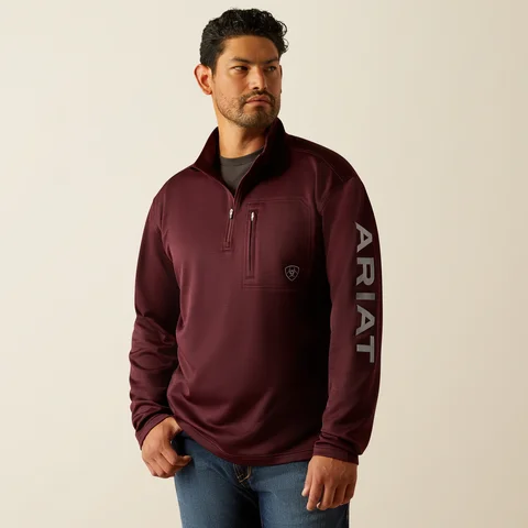 Men's Tek Team 1/4 Zip Sweatshirt - Malbec Heather & Alloy