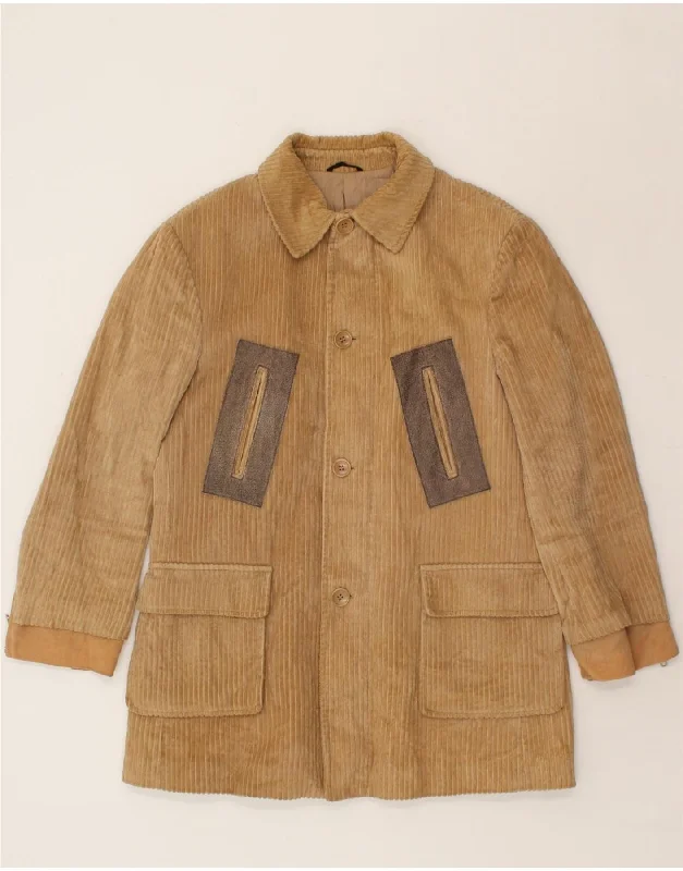 DANIELE ALESSANDRINI Mens Corduroy Jacket IT 50 Large Beige Cotton