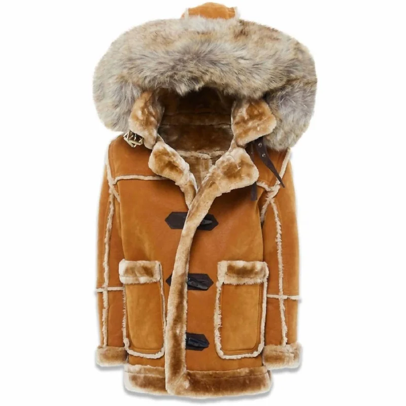 Kids Denali Shearling Jacket In Cognac