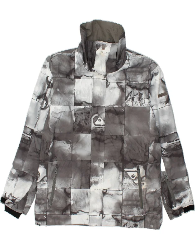 QUIKSILVER Mens Regular Fit Windbreaker Jacket UK 42 XL Grey Patchwork