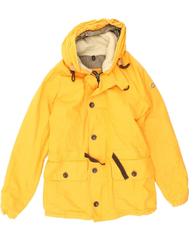 VINTAGE Mens Hooded Sherpa Padded Jacket UK 40 Large Yellow Cotton